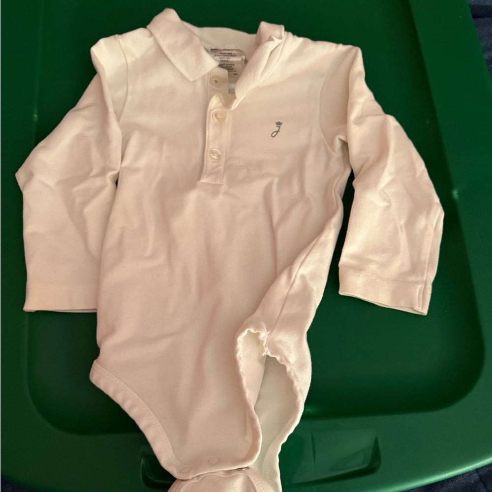 Jacadi White Long-Sleeve Bodysuit with Embroidered Detail